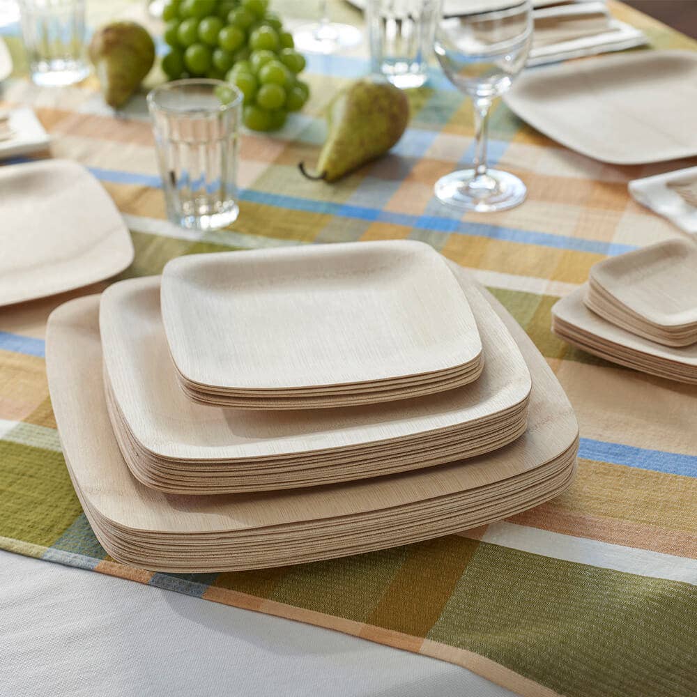 bambu® - Wholesale Disposable Plate - Disposable Bamboo Square Plates, Bulk Case of 1003