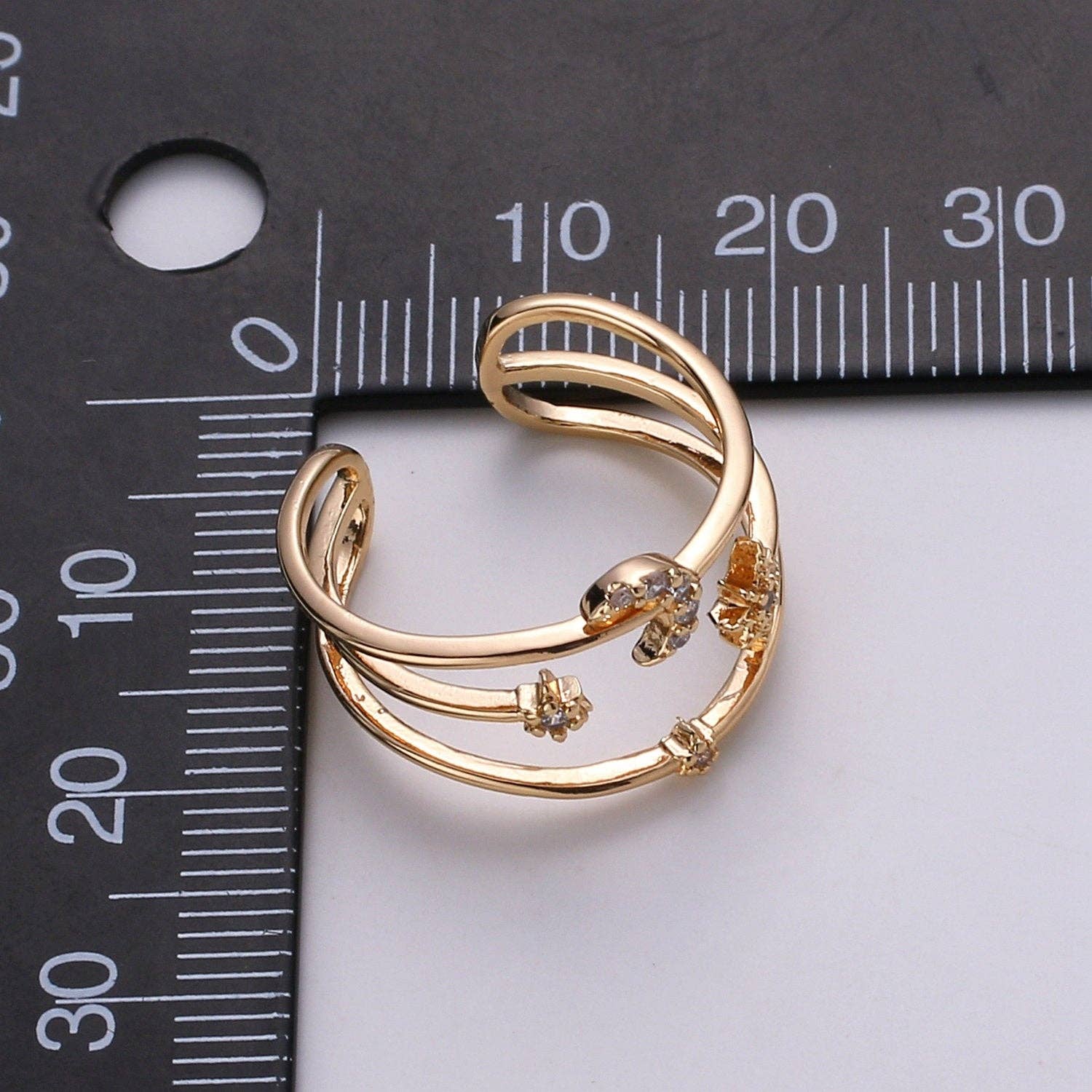 Aim Eternal - Vendita all'ingrosso Anelli multipietra - Anello Luna Celestiale in Oro per Donna con Stelle – Gioiello Galassia, Regalo Damigella R0573