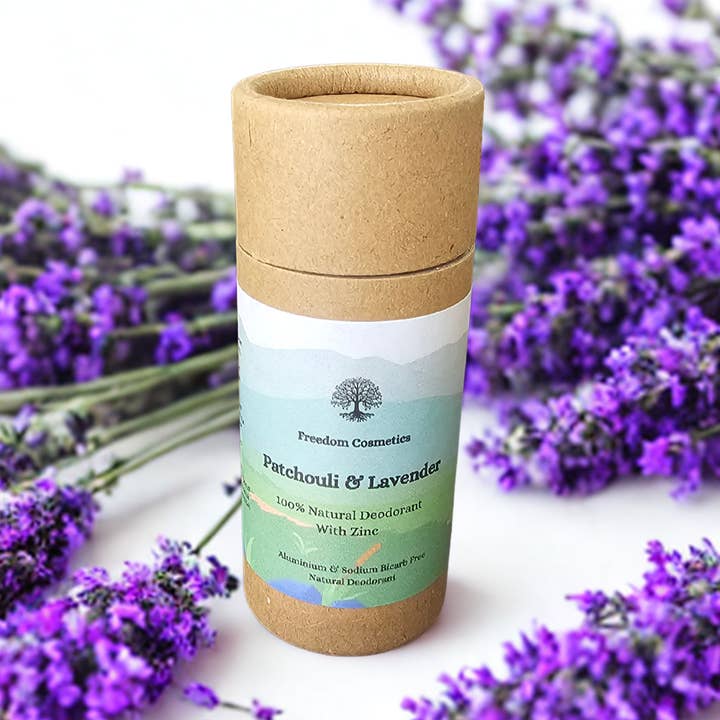 Patchouli & lavendel zinkbaserad naturlig deodorant för wholesale av Freedom Cosmetics