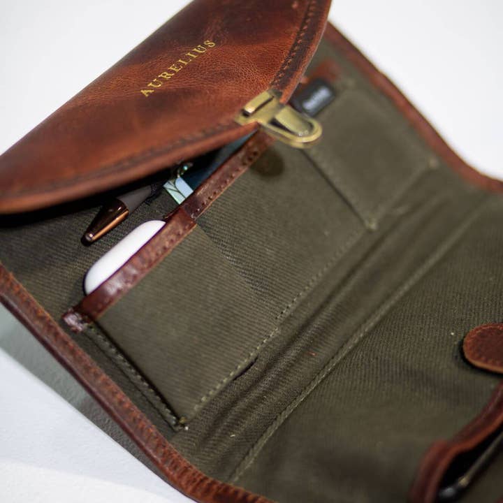 Dark red Leather Denali Everyday Tech Wallet for wholesale on Faire6