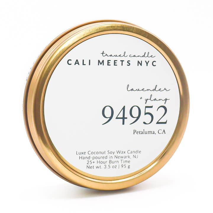 Cali Meets NYC - Wholesale Travel Candles - 94952, Lavender + Ylang Coconut Soy Candle Tin