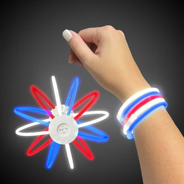 Windy City Novelties - Wholesale Party Favor - Patriotic Glow Bracelets Retail Counter Display – 900 Total4