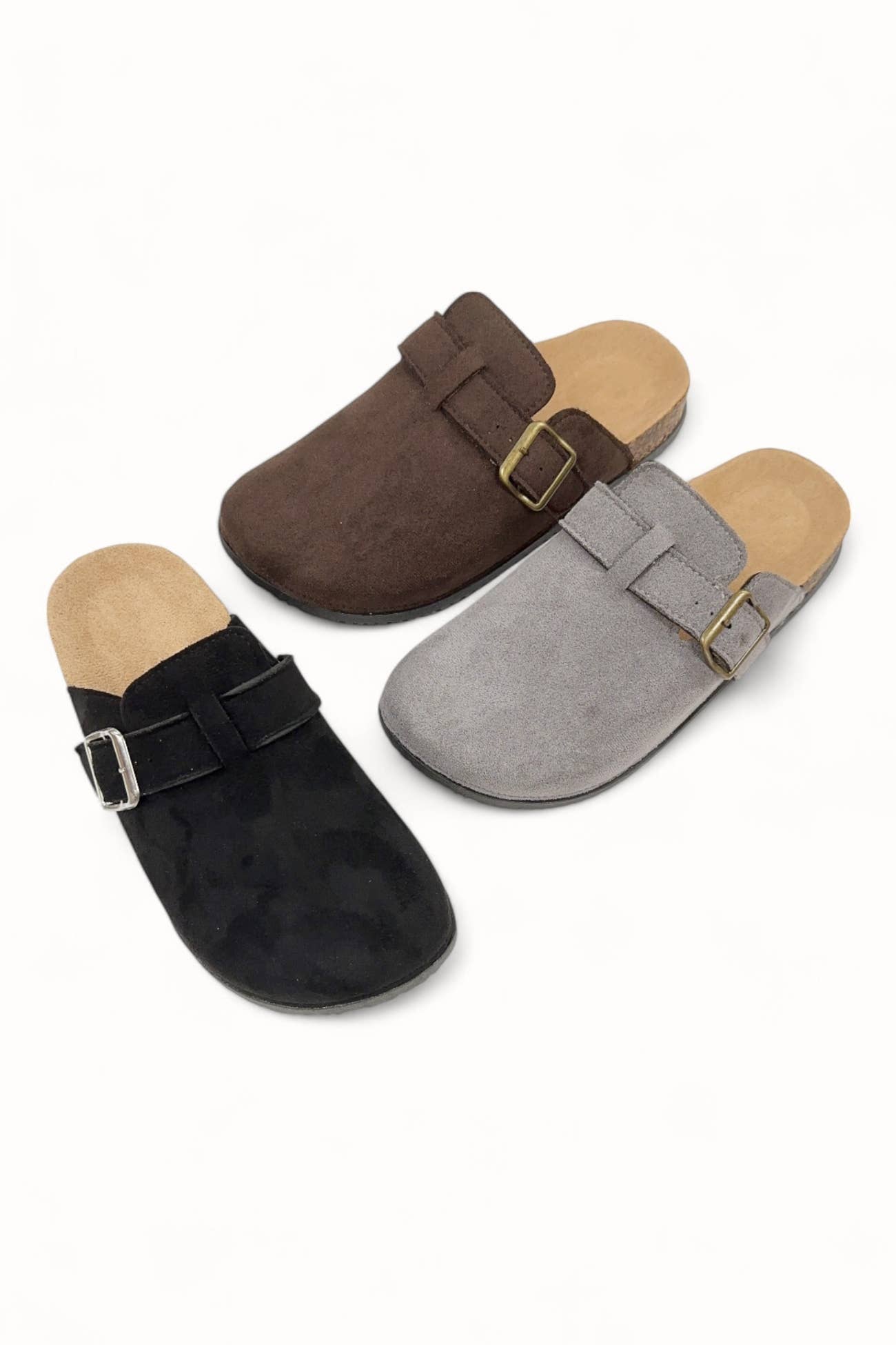 CCOCCI - Wholesale Mules - Women's - MATCHA-07 CASUAL SUEDE BUCKLE SLIP ON 1