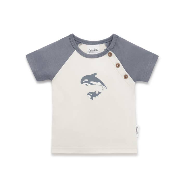 Natural Orca Print Raglan Tee for wholesale on Faire