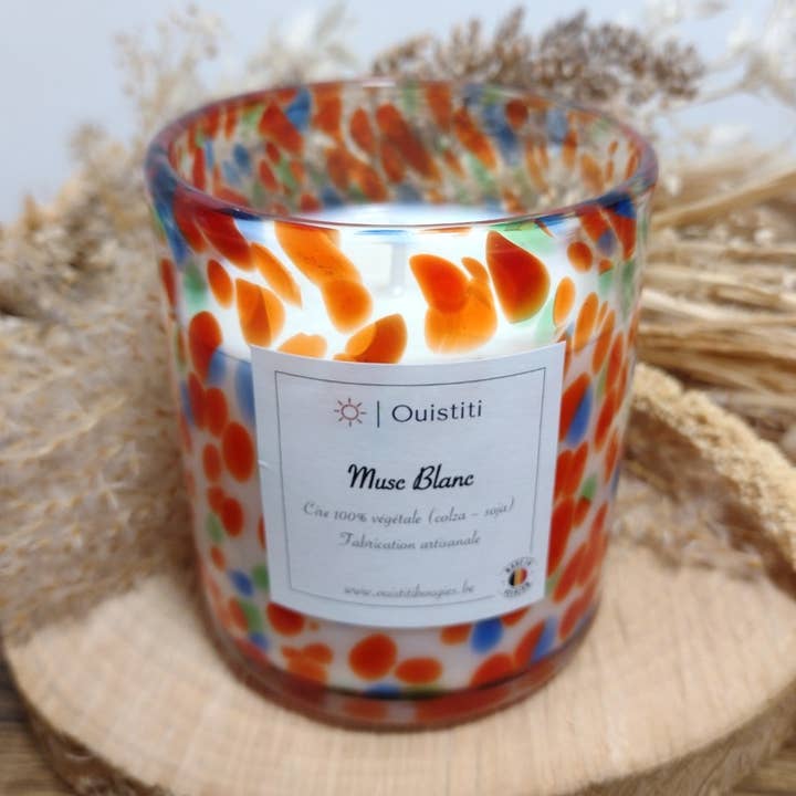 White Musk Scented Candle - Red & Blue - 200 g for wholesale by Ouistiti - Bougies et compagnie