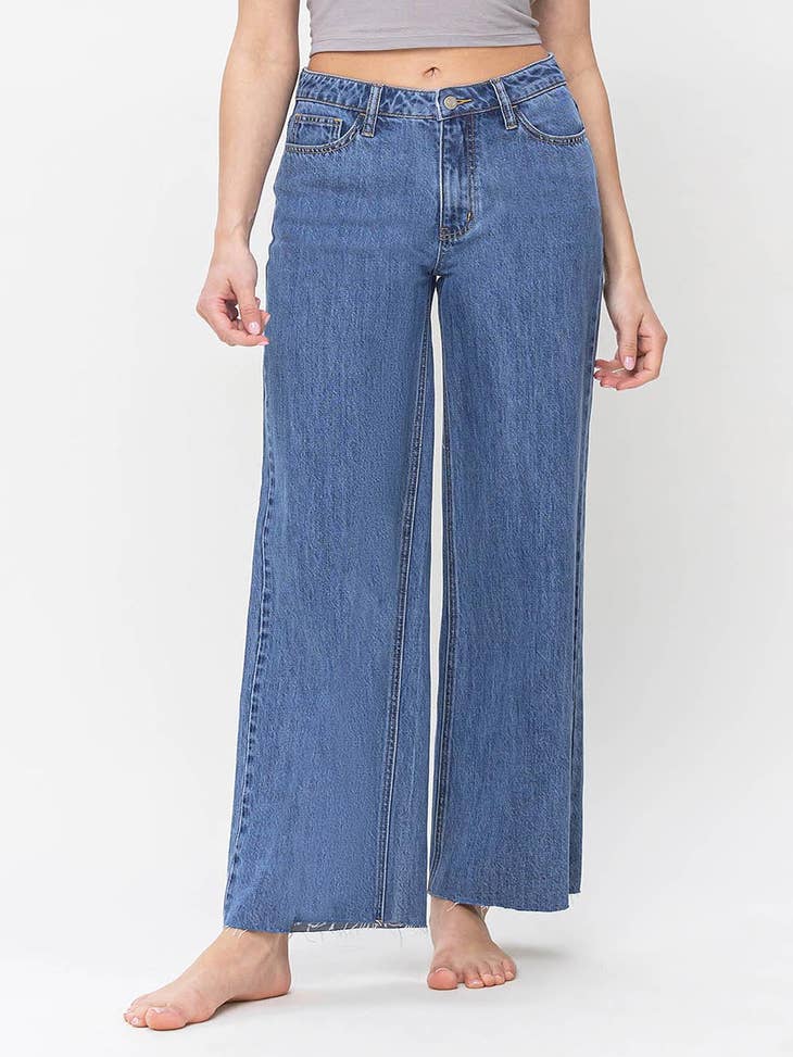 Wholesale HIGH RISE WIDE LEG JEANS V3426 for your store - Faire