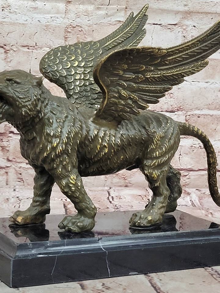 Majestic Griffin Bronze Sculpture - Mythical Lion-Eagle Creature Fantasy Art for wholesale by Bronzhaus
