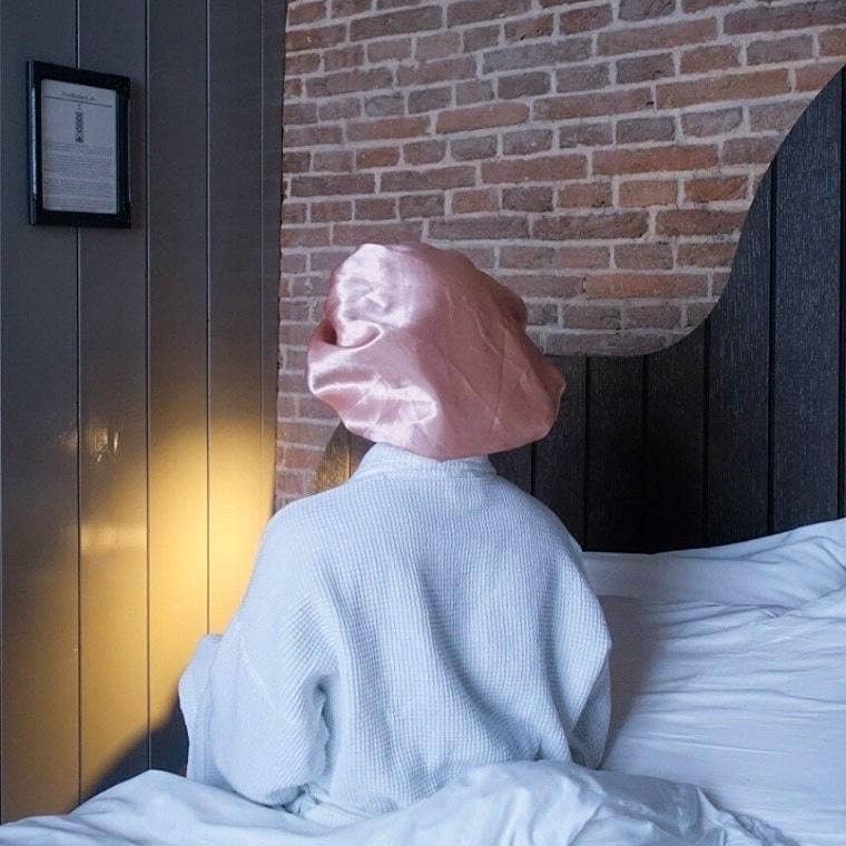 Tari Lorraine Ltd – wholesale Sleep cap / bonnet – women's – Rose Pink Silky Satin Reversible Hair Bonnet1