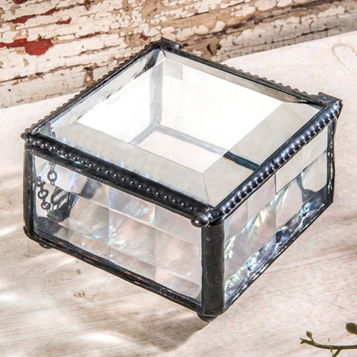 J Devlin Glass Art & Bert Anderson Collection - Wholesale Jewelry Box/Organizer - Clear Beveled Glass Keepsake Jewelry Box J Devlin Box 333
