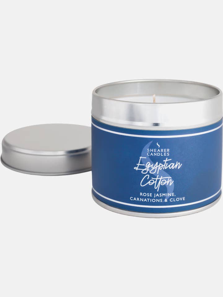 Egyptian Cotton Large Tin Candle for wholesale by Shearer Candles