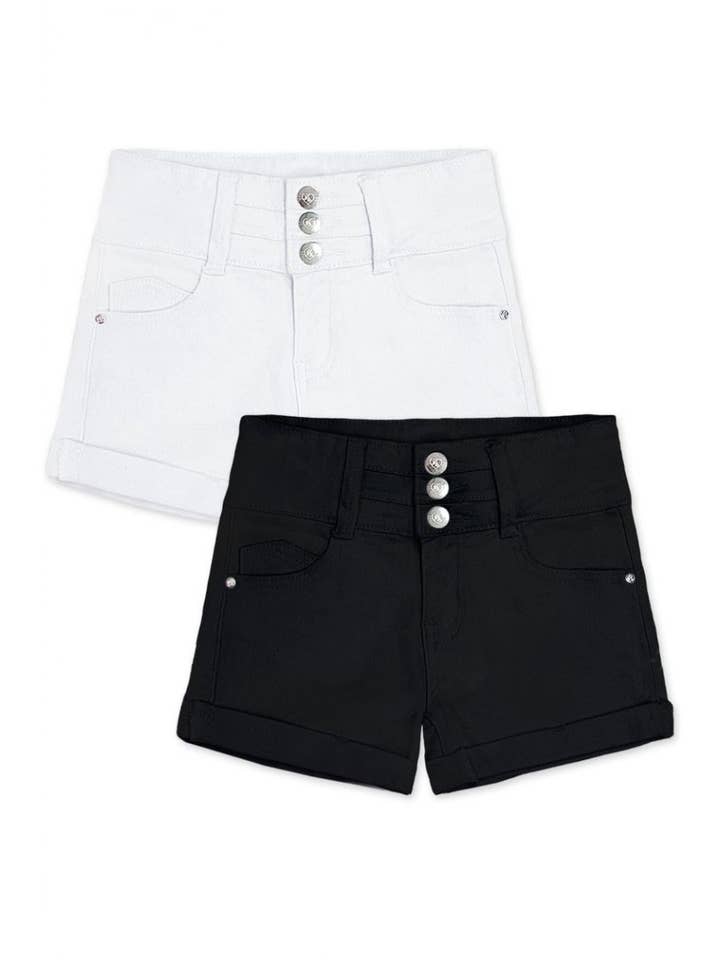 GDS-22-89203A Girl's Denim Shorts w/ 3 Buttons for wholesale by Cutie Patootie Clothing