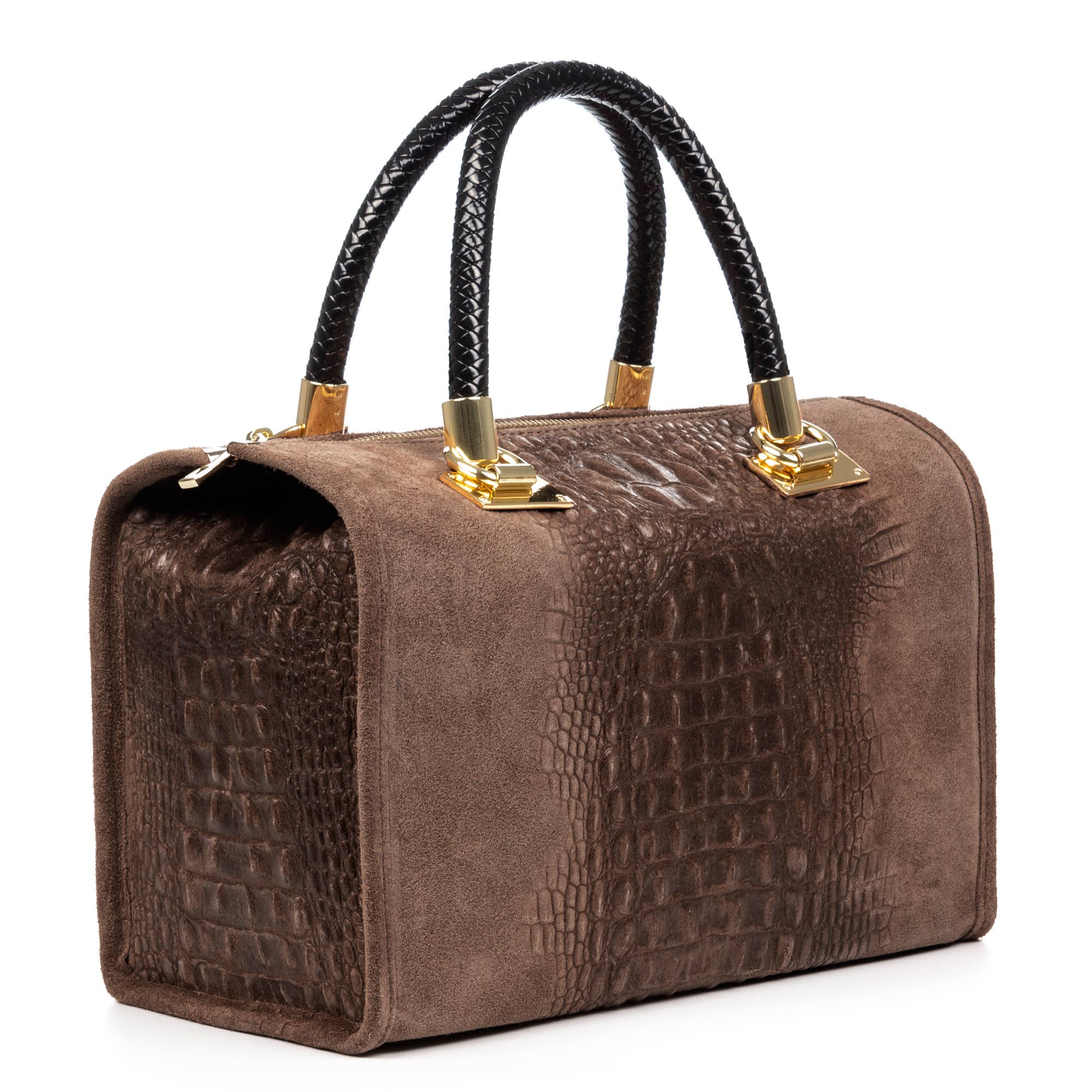 FIRENZE ARTEGIANI - Wholesale Top Handle Bag - Women's - Anacapri Women's Tote Bag. Genuine Suede Crocodile Leather.11