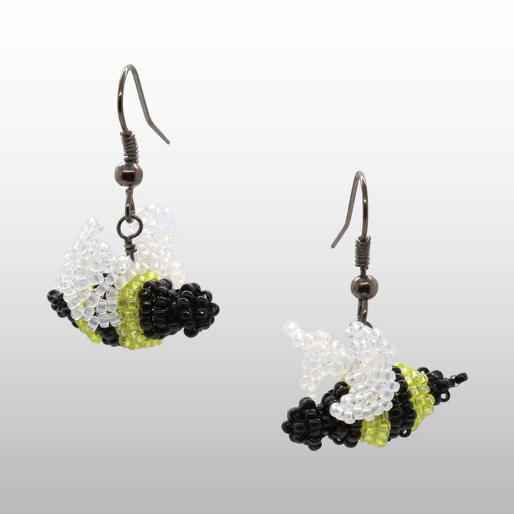 3D Beaded Bee Earrings for wholesale by Pretty Shiny Beads