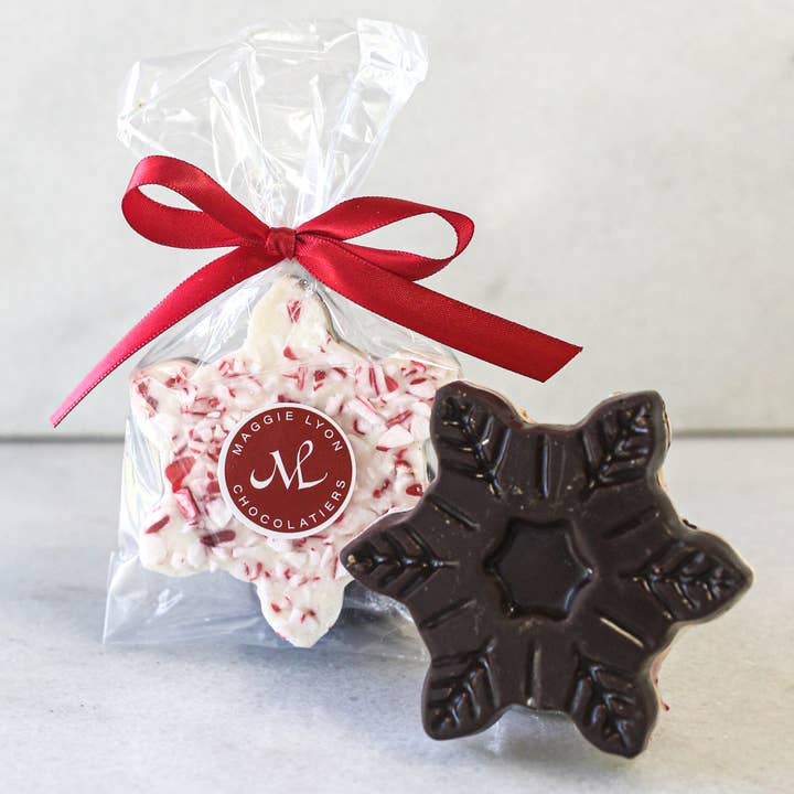 Maggie Lyon Chocolatiers - Wholesale Chocolate - 2oz Peppermint Bark Snowflake
