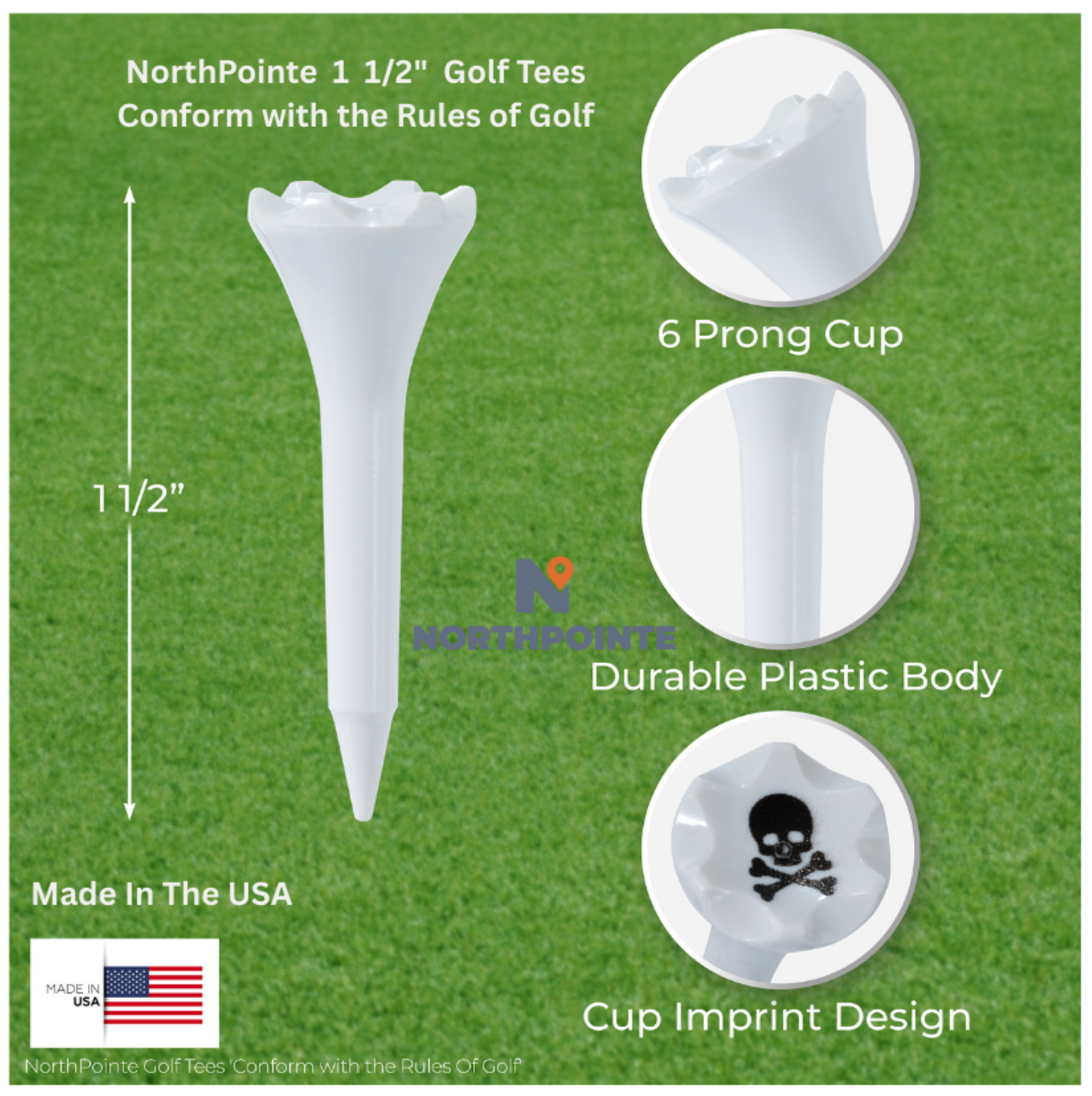 NorthPointe Golf - Wholesale Sports & Outdoor - Skull & Crossbones Cup Imprinted Golf Tees7