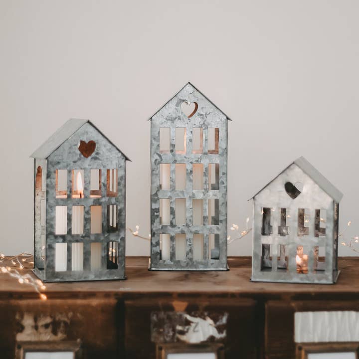 Eulenschnitt - Wholesale Decorative Figurine - Small silver metal house (PU = 4 pcs)3