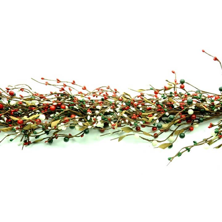 Berry Garland W/Leaves, 53In - Hand-Wrapped Design for wholesale by KMI International Corp.