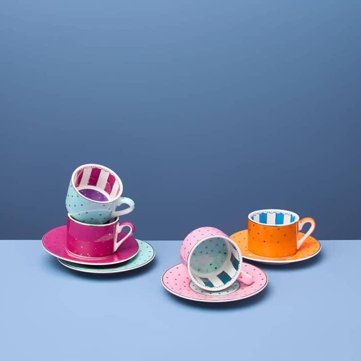 Espressotasse Fancy Colors 4 Sort., Goldrand für den Großhandel von WERNS