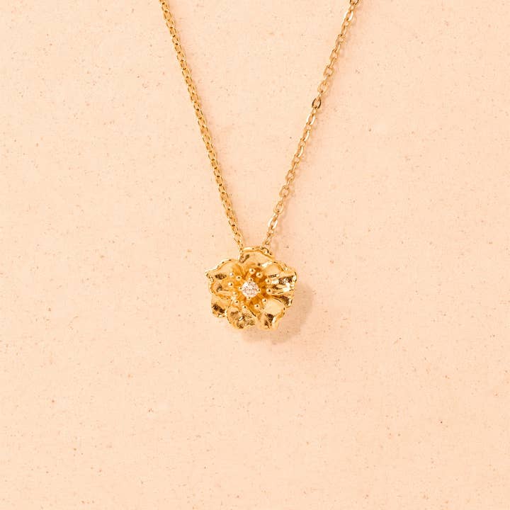 Zinnia Necklace | Jewelry Gold Gift Waterproof for wholesale by Agapée Jewelry