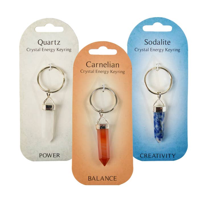 Crystal Energy Keyrings for wholesale by British Fossils