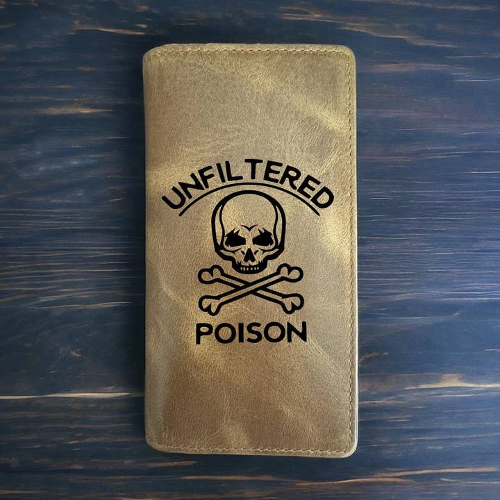 Poison Rodeo Western Buffalo Leather Skull Wallet for wholesale by Texan Customs