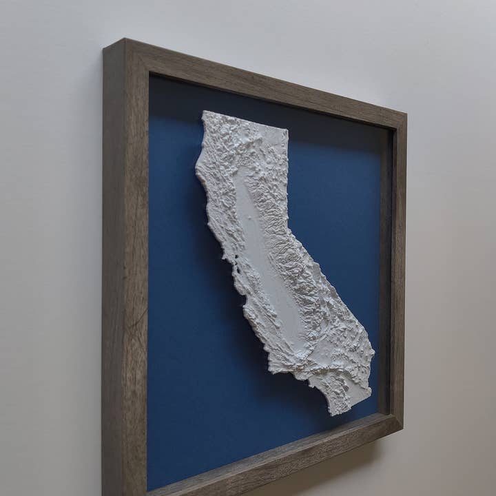 Micropolitan - Wholesale Wall Accent - California 3D Topographic Map | 3D Map Framed Wall Art6