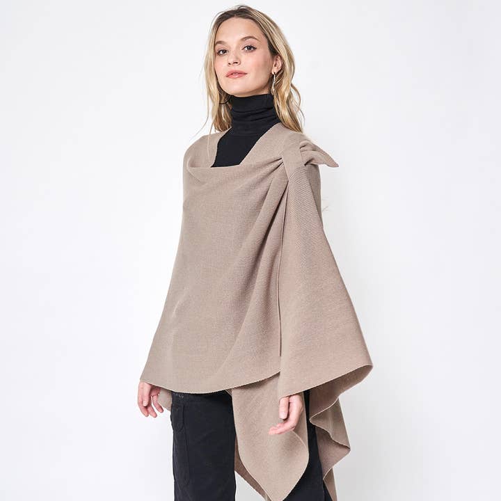 Sensibling Corp. - Wholesale Poncho - Women's - Shoulder Strap Solid Ruana Poncho48