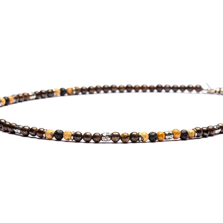 Collier homme Matera en argent 925 vieilli et pierres naturelles pour la vente par Antracite