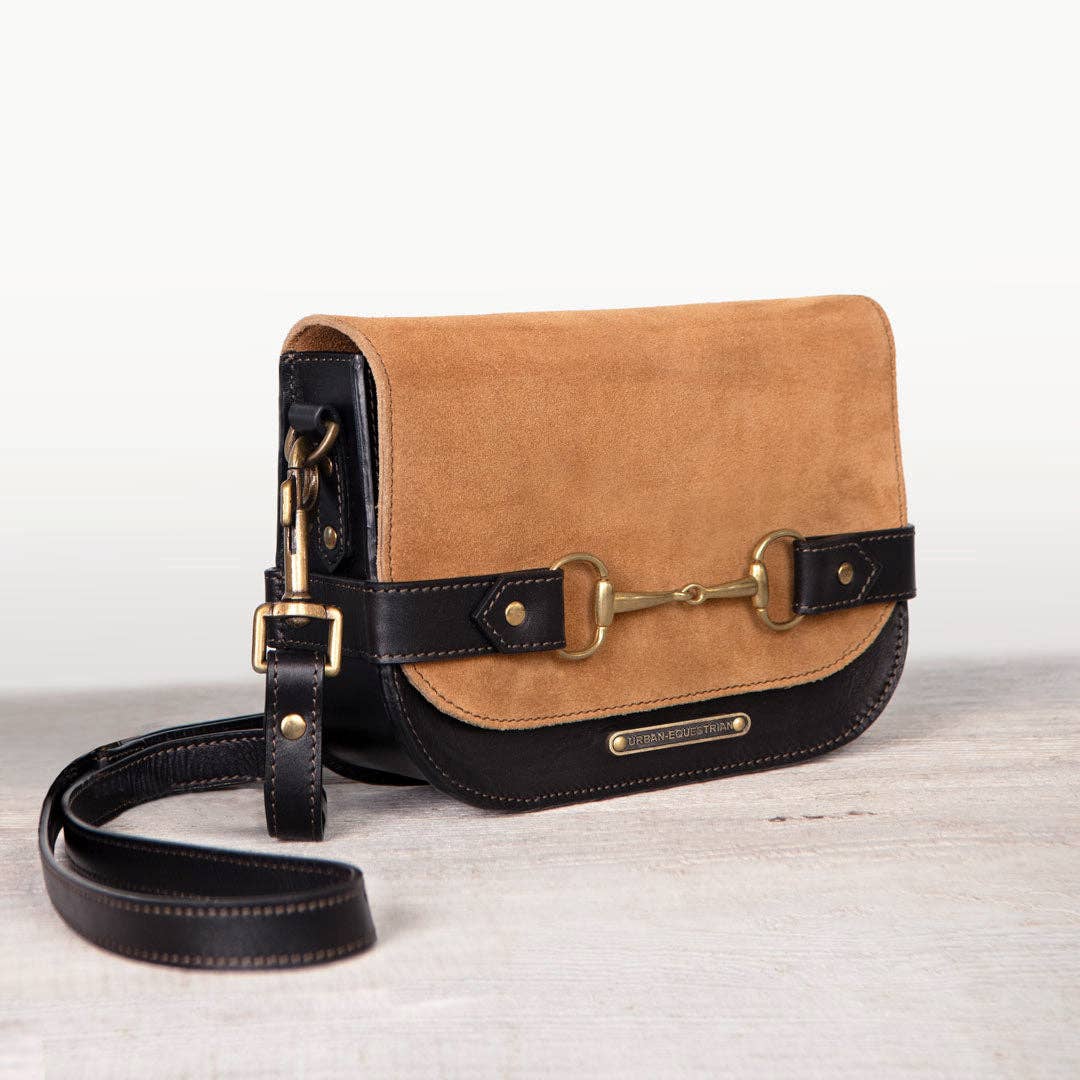 URBAN-EQUESTRIAN – wholesale Axelväska - Dam – Saratoga- Hästbett Crossbody Lyxig Läderhandväska i Svart på Kastanj2