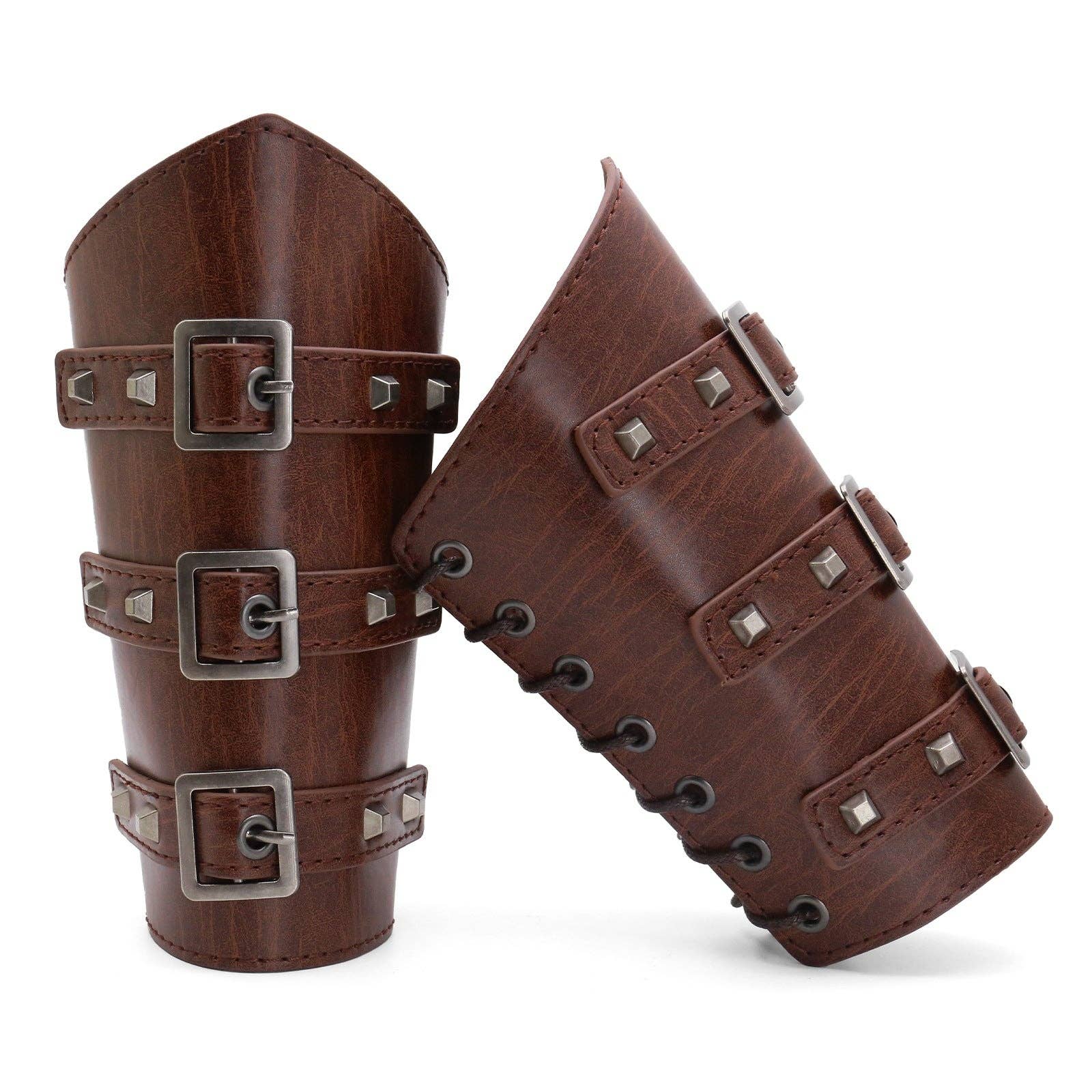 SALINA TRADING INC - Wholesale Costume – Women's - Medieval Leather Wrist Cuffs Retro Punk Arm Guards Festival Costume Accessories2