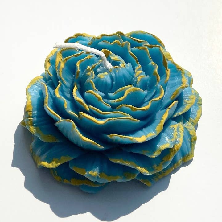 Floating Peony Candles with Painted Trim - Color Trim for wholesale by SugarByrd