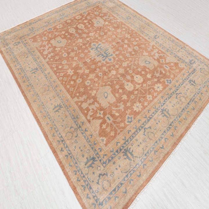 Aesthetic Homes LLC - Vendita all'ingrosso Tappeto - Tappeto Oushak in Lana Ruggine Tan Annodato a Mano Lana Morbida SE-1065