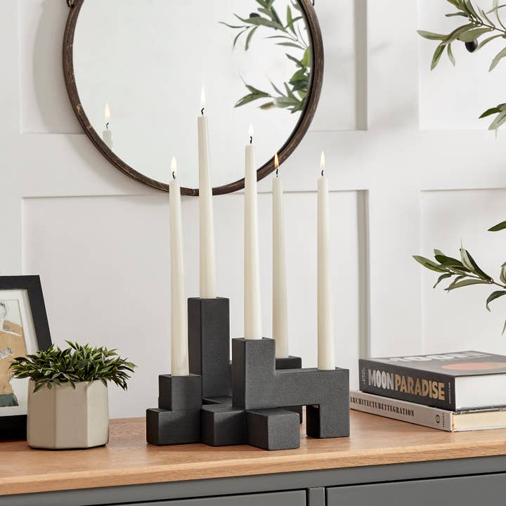 Danya B - Wholesale Candle Holder - Black Metal Stacking Candelabra Taper Candle Holder Set