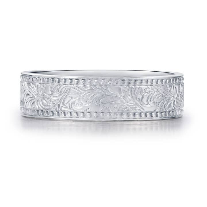 Everwood gesneden band (mannelijk) massief witgoud voor wholesale door Azura Jewelry