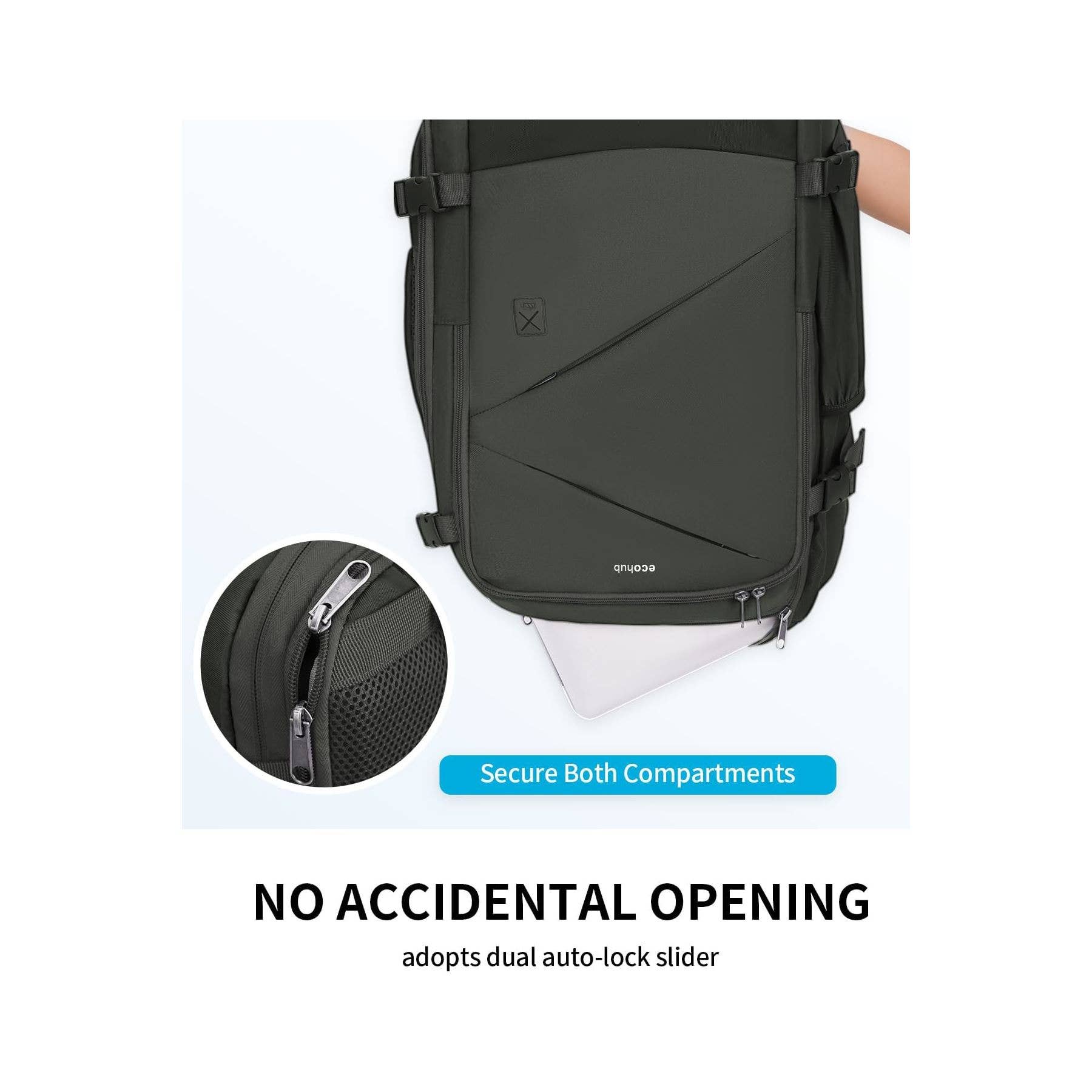 wandf - Vendita all'ingrosso Zaino - Unisex - Zaino da viaggio ECOHUB Carry On per laptop da 17 pollici, 12 tasche12