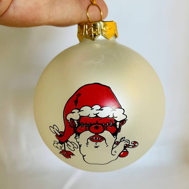 SANTA! Adorno navideño de cristal con cabeza encogida de Papá Noel para venta al por mayor de The Black Lagoon Room