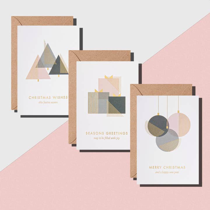 Set of 6 - Foil Printed Holiday Cards for wholesale by À L'AISE LTD