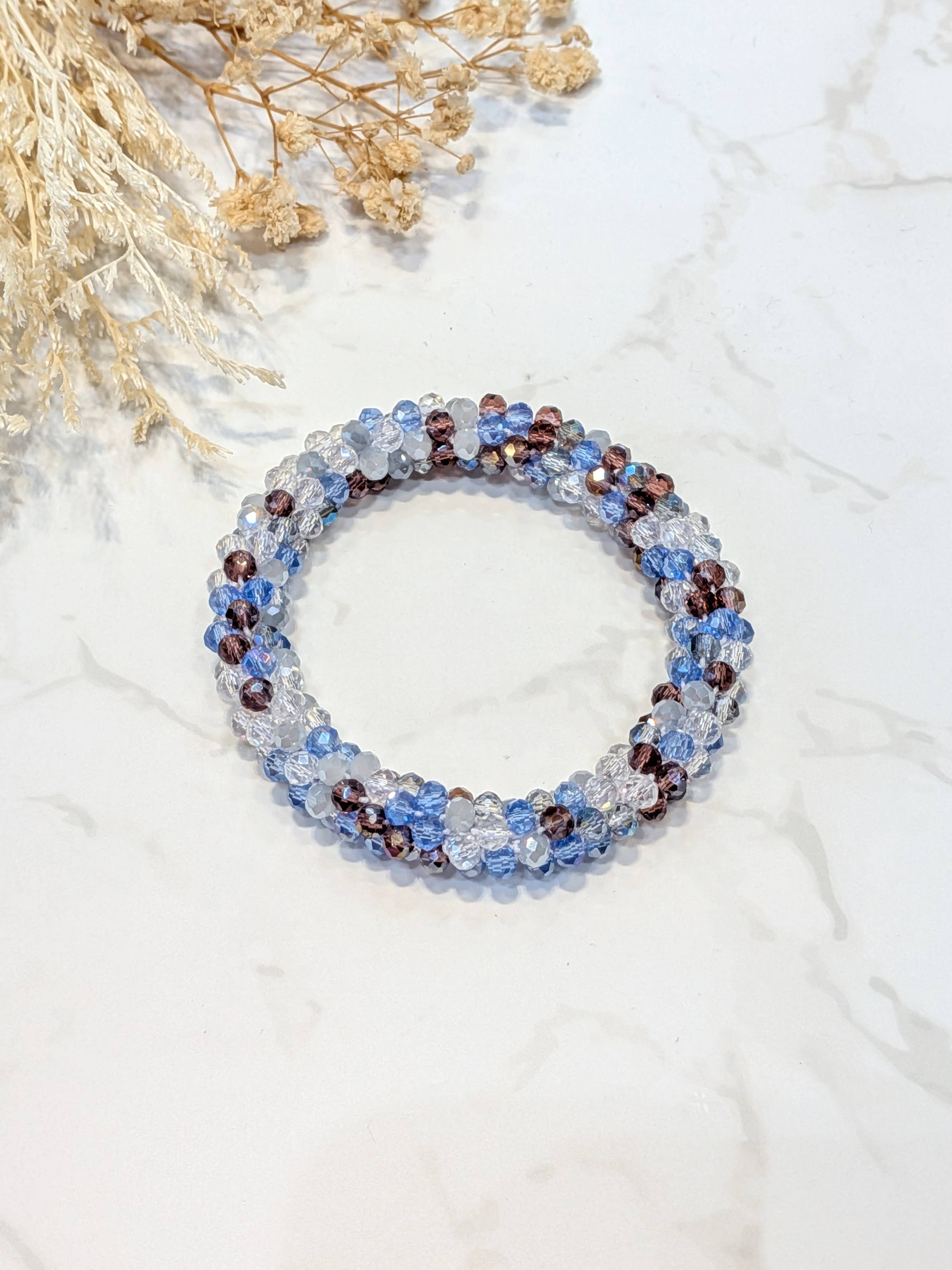 LOLO & YAYA - Wholesale Link & Chain Bracelet - Blue-tone crystal effect bracelet4