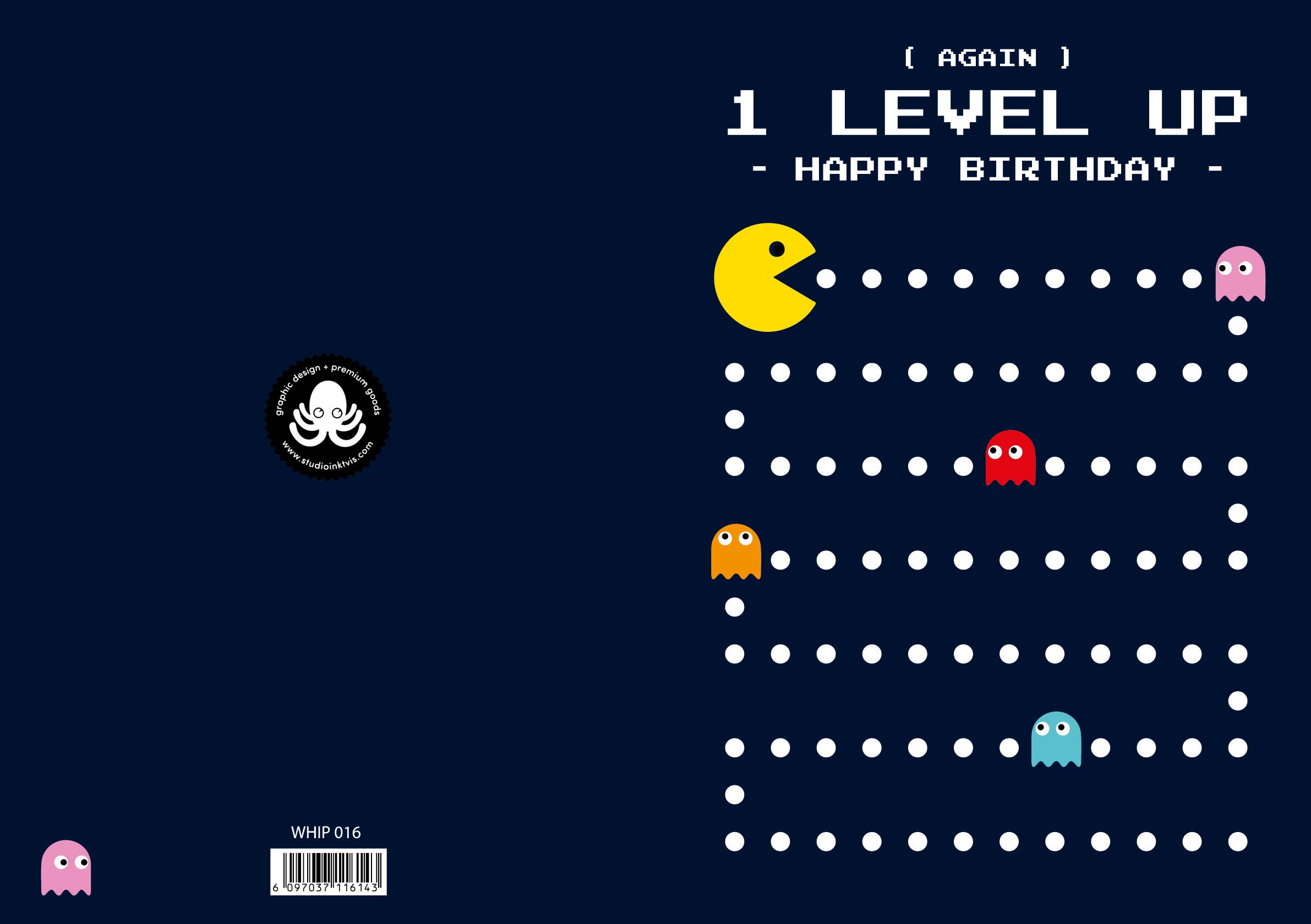Studio Inktvis - Wholesale Birthday Card - Greeting card Pac Man birthday 1 level up2