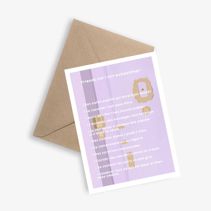 Friends List - Simple Card for wholesale by LE PAPIER GRAPHIQUE