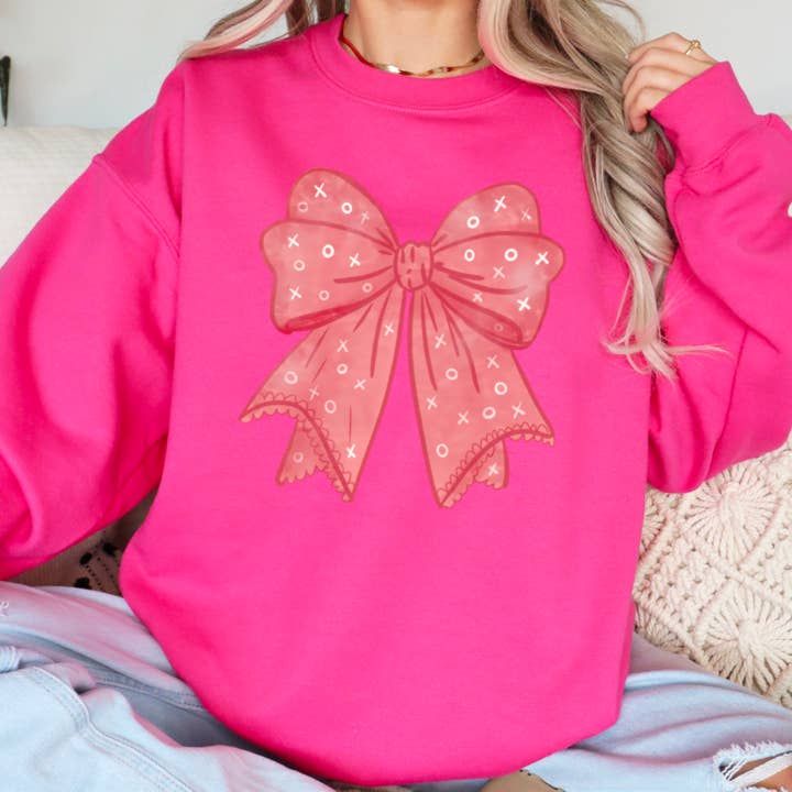Shoppe SHC – wholesale Sweatshirt med tryck - Dam – XOXO Coquette Bow Sweatshirt | Tryckt Sweatshirt6