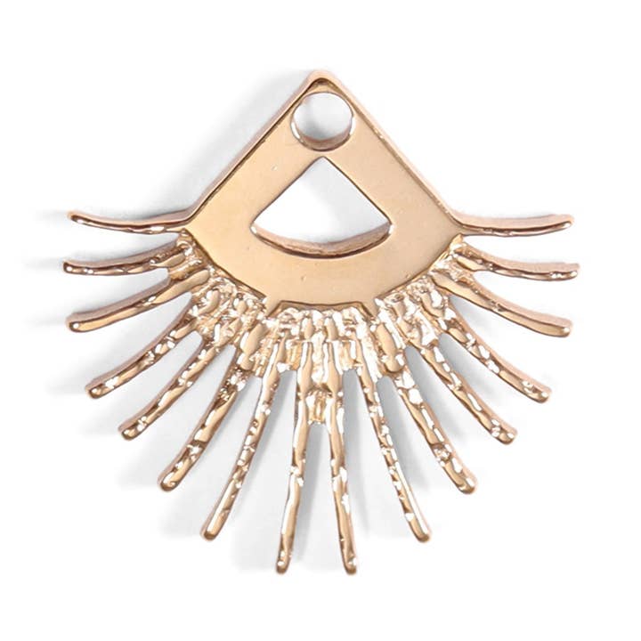 18K Gold PVD Stainless Steel Triangle Sun Ray Charm for wholesale by WJW