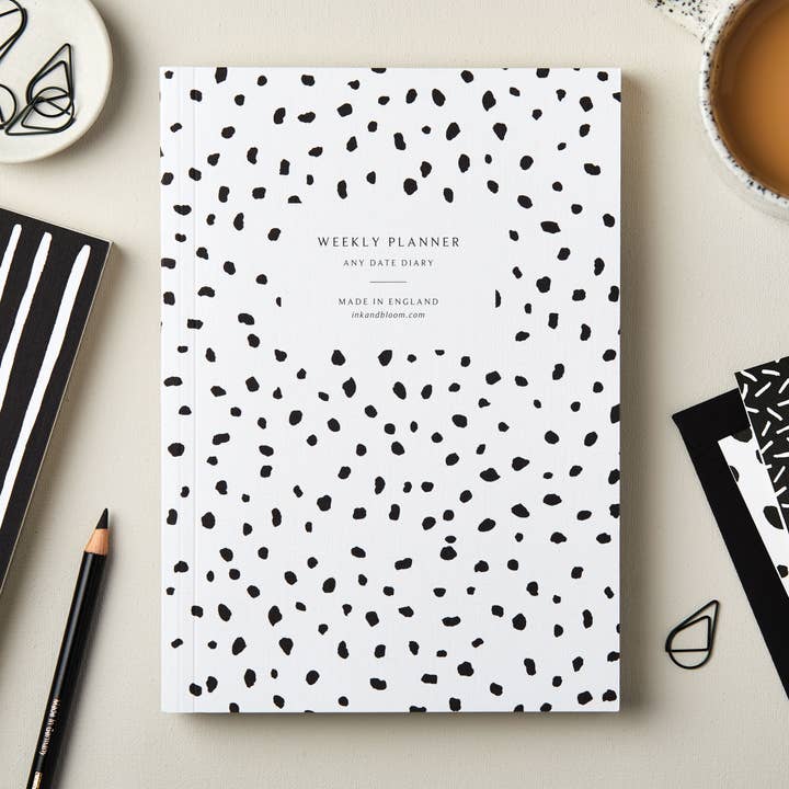 Undated Dalmatian Weekly Planner | Yearly Planner | Layflat for wholesale by Ink & Bloom