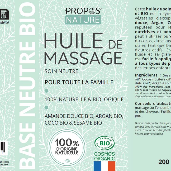 Propos'Nature - Wholesale Massage Oil/Gel - Organic Neutral Massage Oil - 100% Natural - 200 ml, 500 ml7