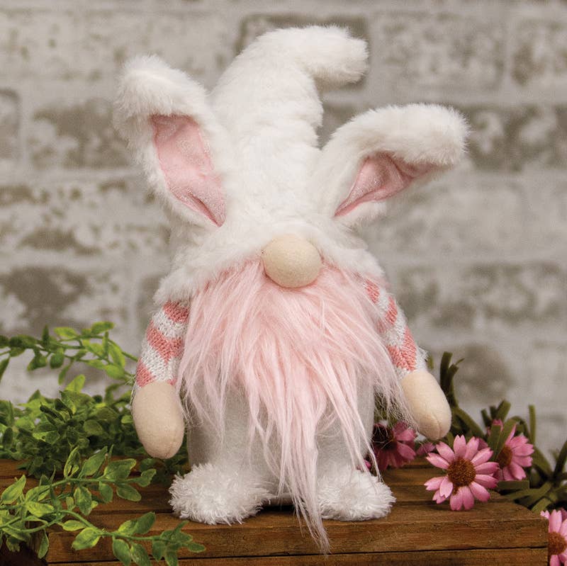 Bright Ideas - Wholesale Decorative Figurine - Fuzzy Pink Striped Gnome Bunny1