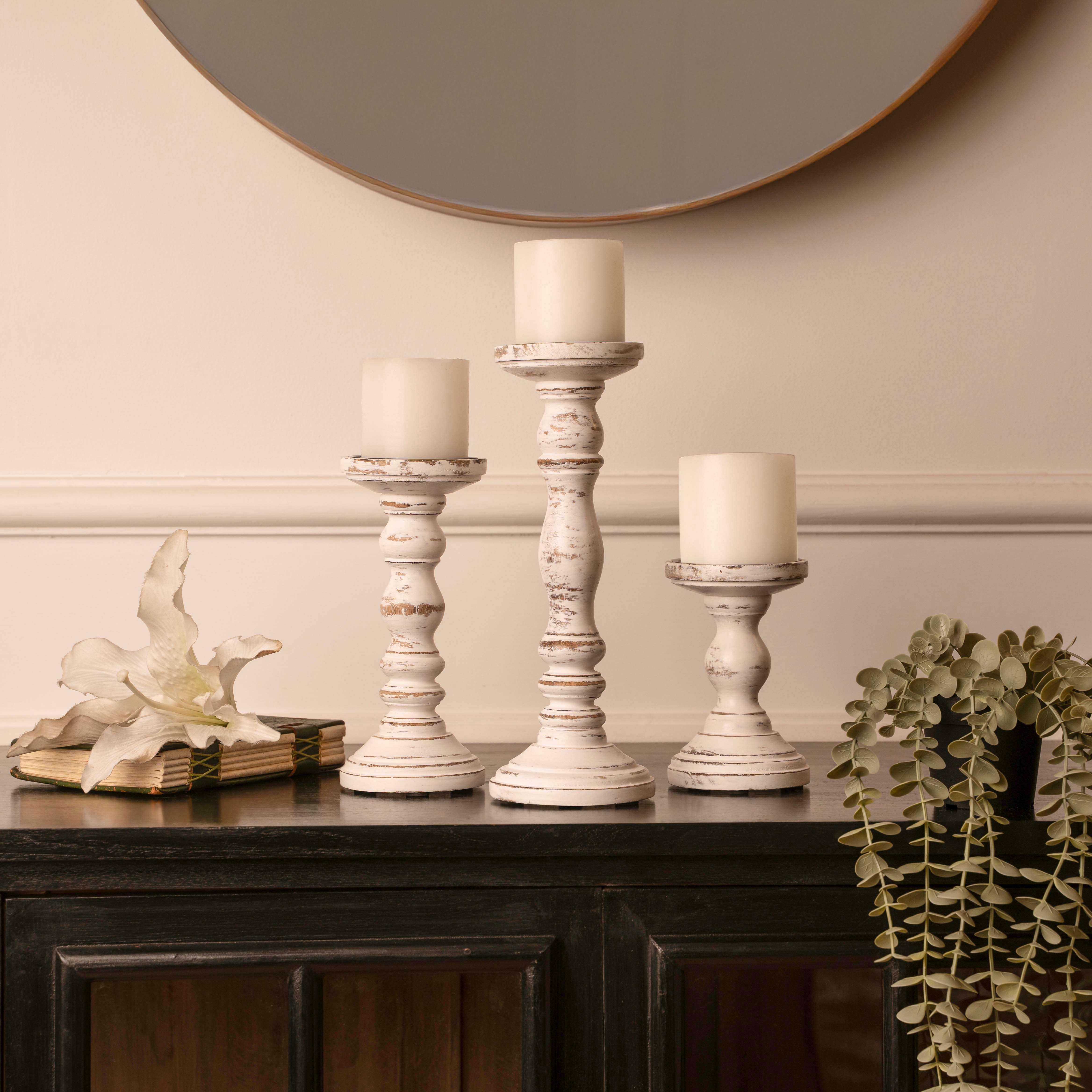 LuxeDesigns Co LLC - Wholesale Candle Holder - Wooden Candle Holders for Tall Pillar Candles Set of 316