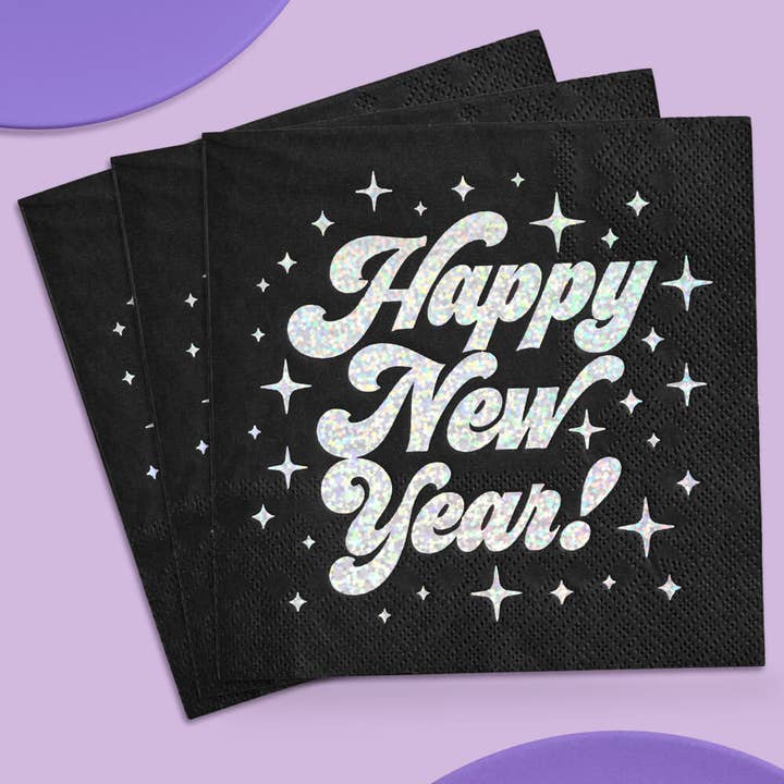 xo, Fetti - Wholesale Disposable Napkin - Happy New Year! Napkins - 50 foil napkins