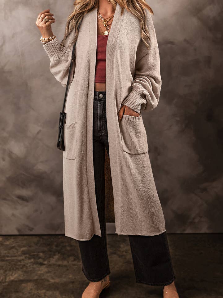 Cardigan long en maille Daniela Pocket pour la vente par Threaded Pear