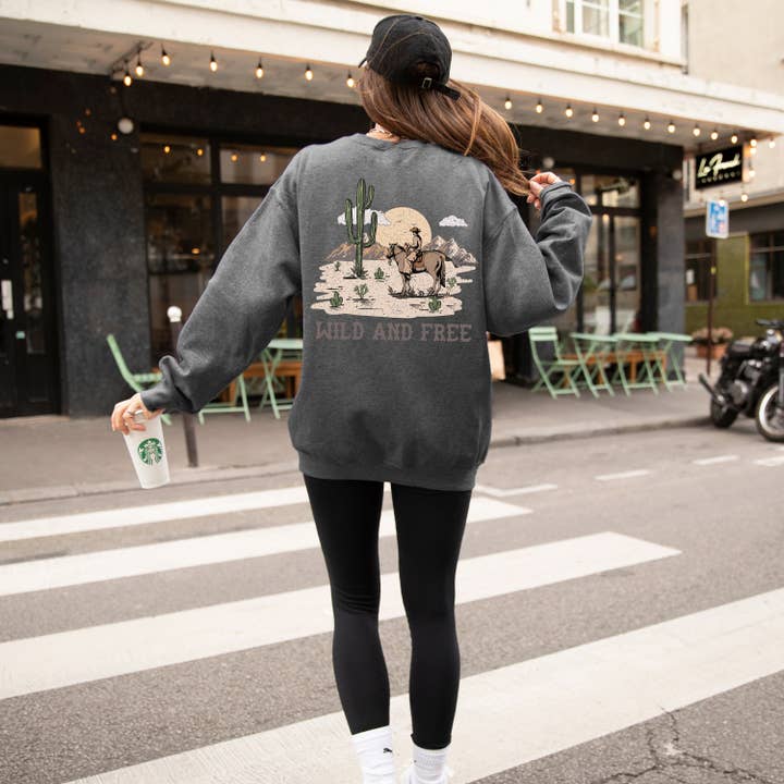 Monday Muse - Wholesale Graphic Sweatshirt - Women's - Retro Wild West Cowboy Western Aesthetic Oversized Sweater