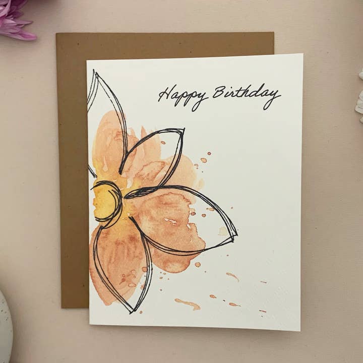 Birthday Floral Card for wholesale by Lavender Blue Prints